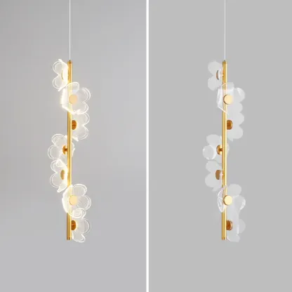 Designer Acrylic floral pendant light with golden tube for decor Image - 9