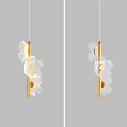 Designer Acrylic floral pendant light with golden tube for decor Image - 10