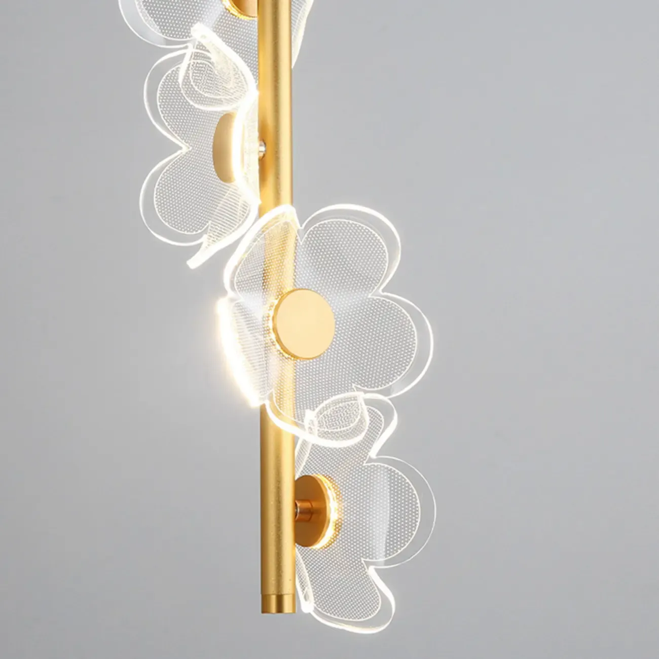 Designer Acrylic floral pendant light with golden tube for decor Image - 11
