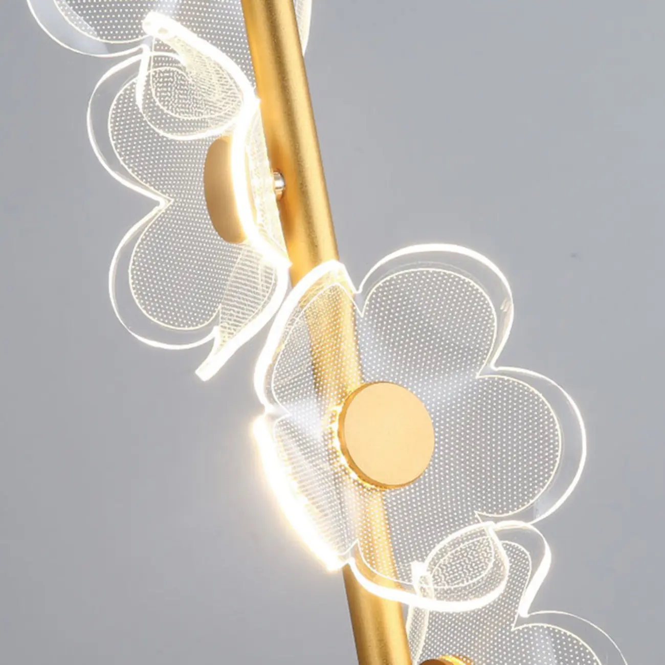 Designer Acrylic floral pendant light with golden tube for decor Image - 12 | homeyfad