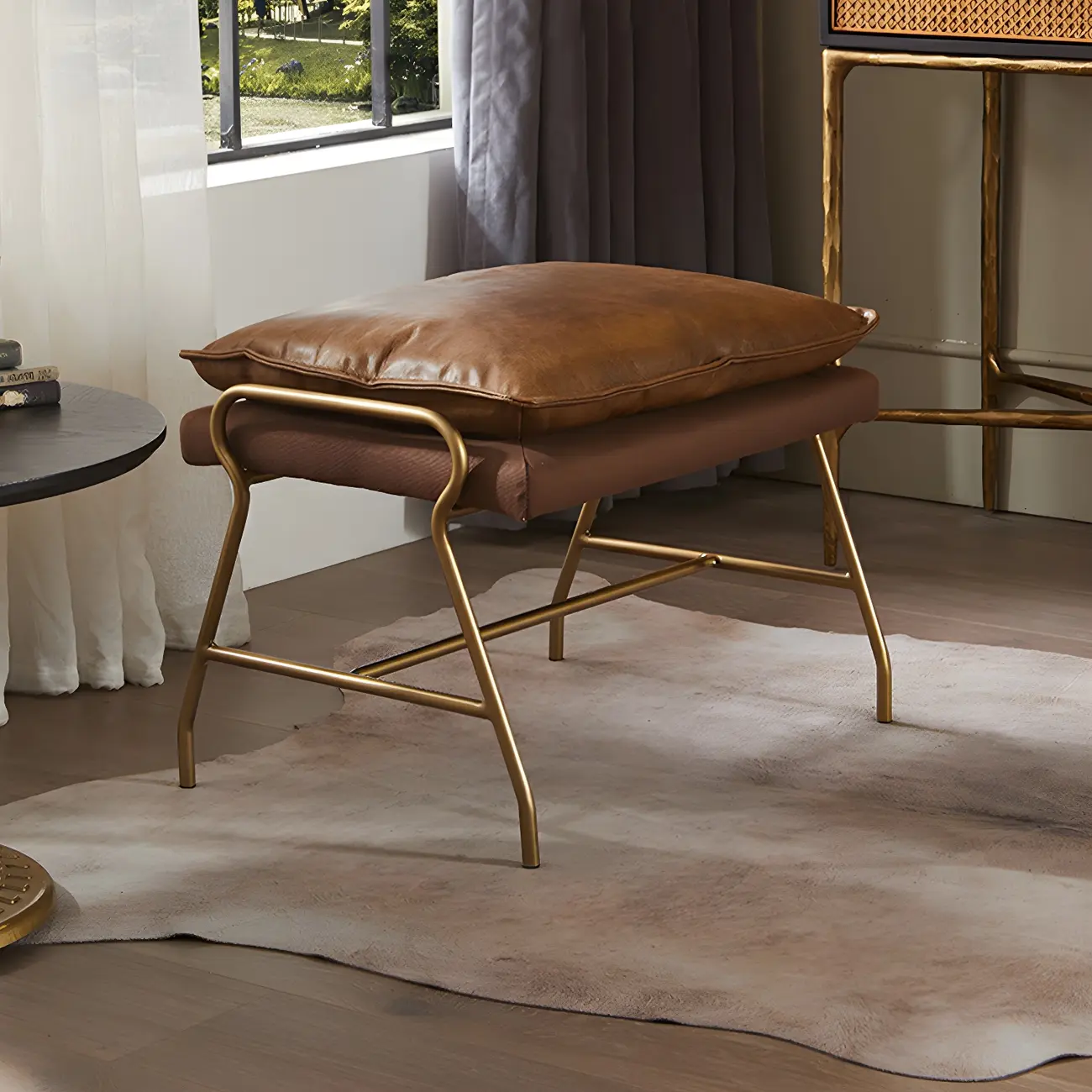 Brown Modern Upholstered Rocking Chair with Ottoman for Indoor Image - 16 | homeyfad