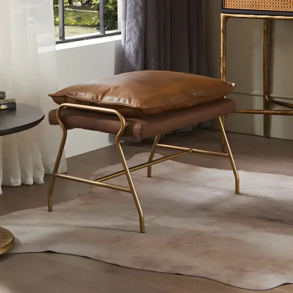 Brown Modern Upholstered Rocking Chair with Ottoman for Indoor Image - 16