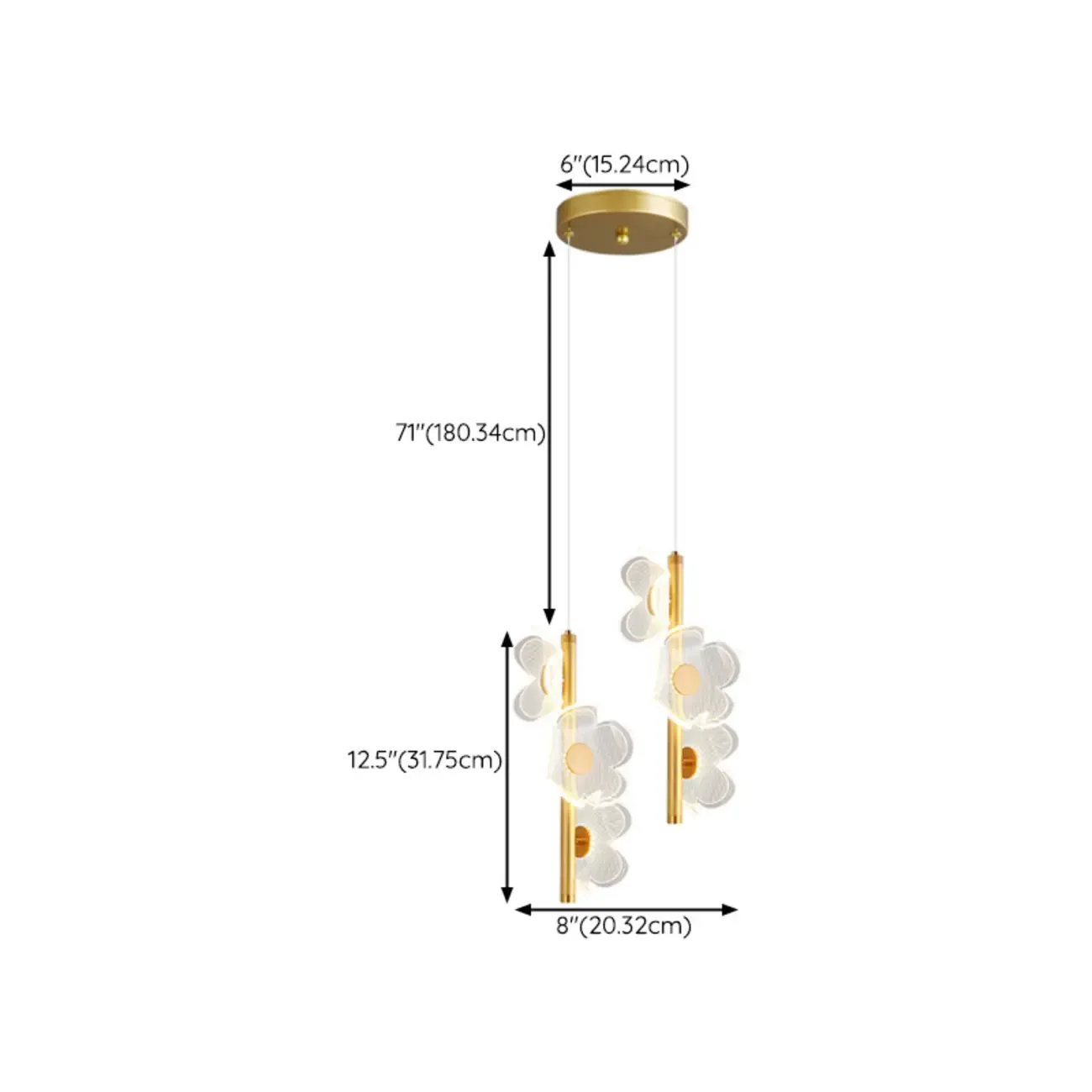 Designer Acrylic floral pendant light with golden tube for decor Image - 16