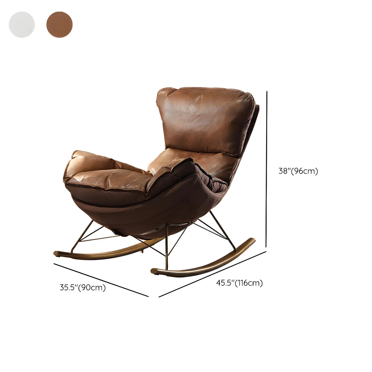 Brown Modern Upholstered Rocking Chair with Ottoman for Indoor #size | homeyfad