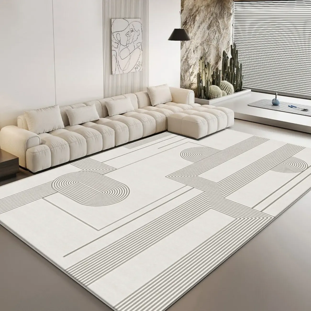 Contemporary Geometric Polyester Striped Rectangle Area Rug Image - 12