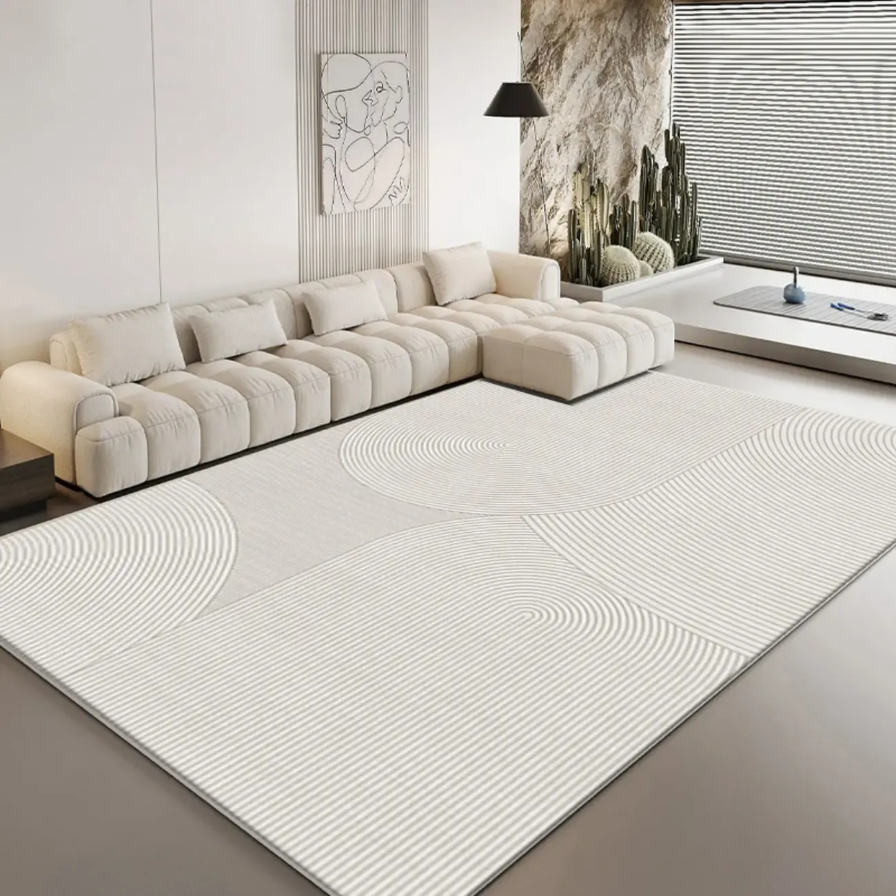 Contemporary Geometric Polyester Striped Rectangle Area Rug Image - 9
