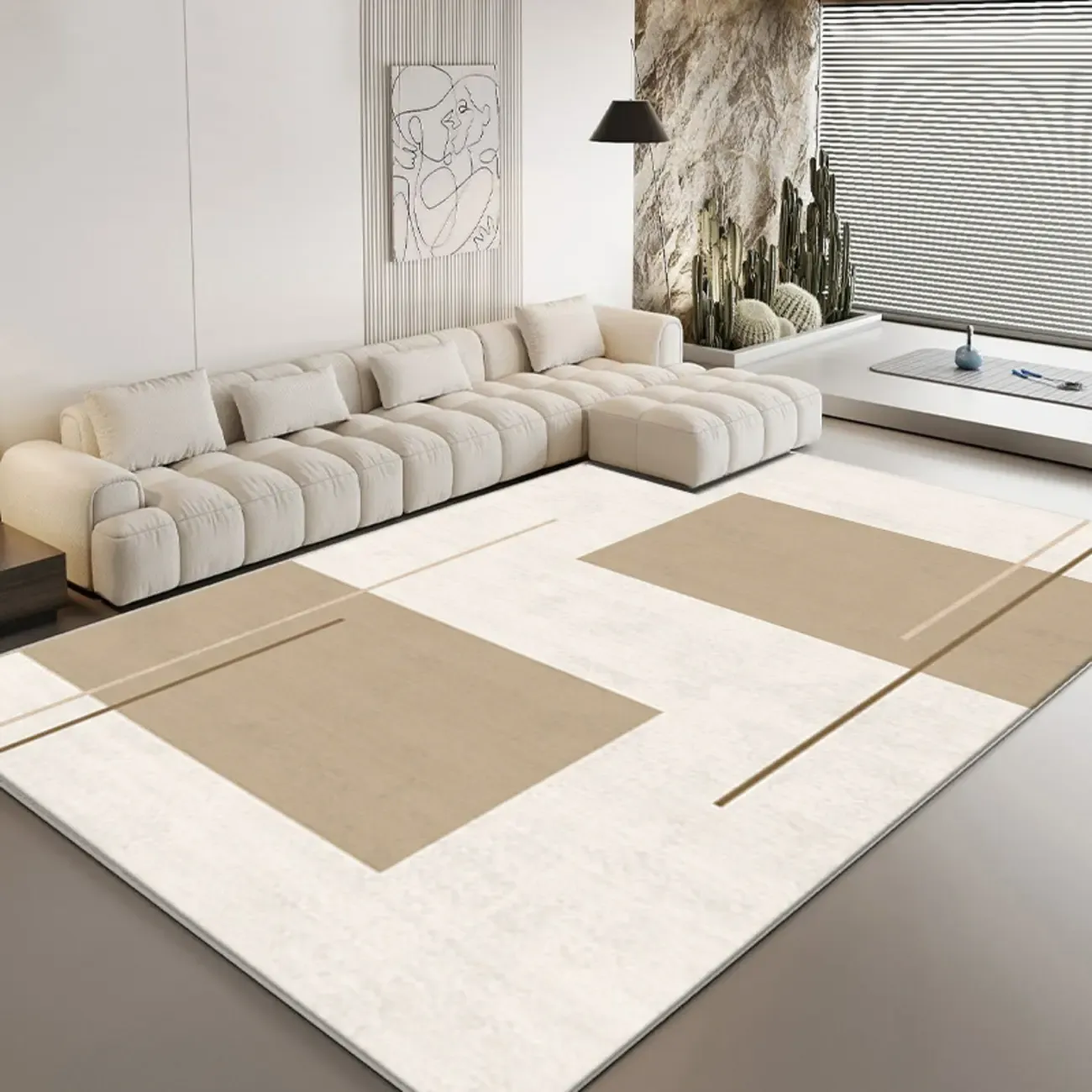 Contemporary Geometric Polyester Striped Rectangle Area Rug Image - 5