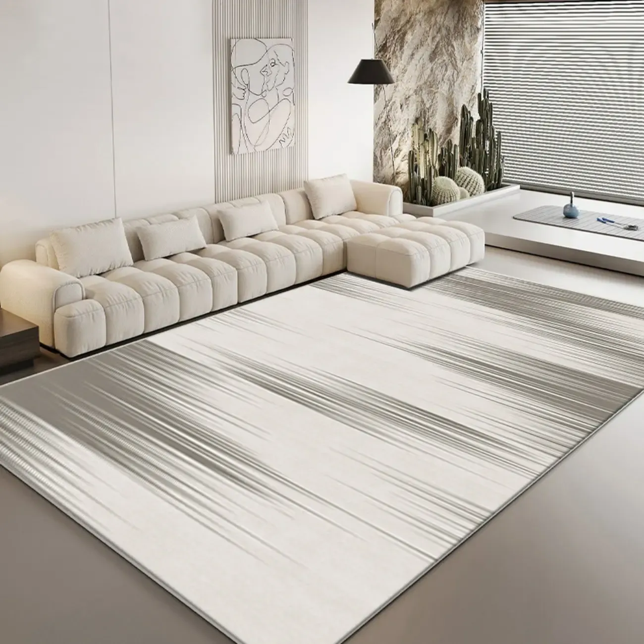 Contemporary Geometric Polyester Striped Rectangle Area Rug Image - 11