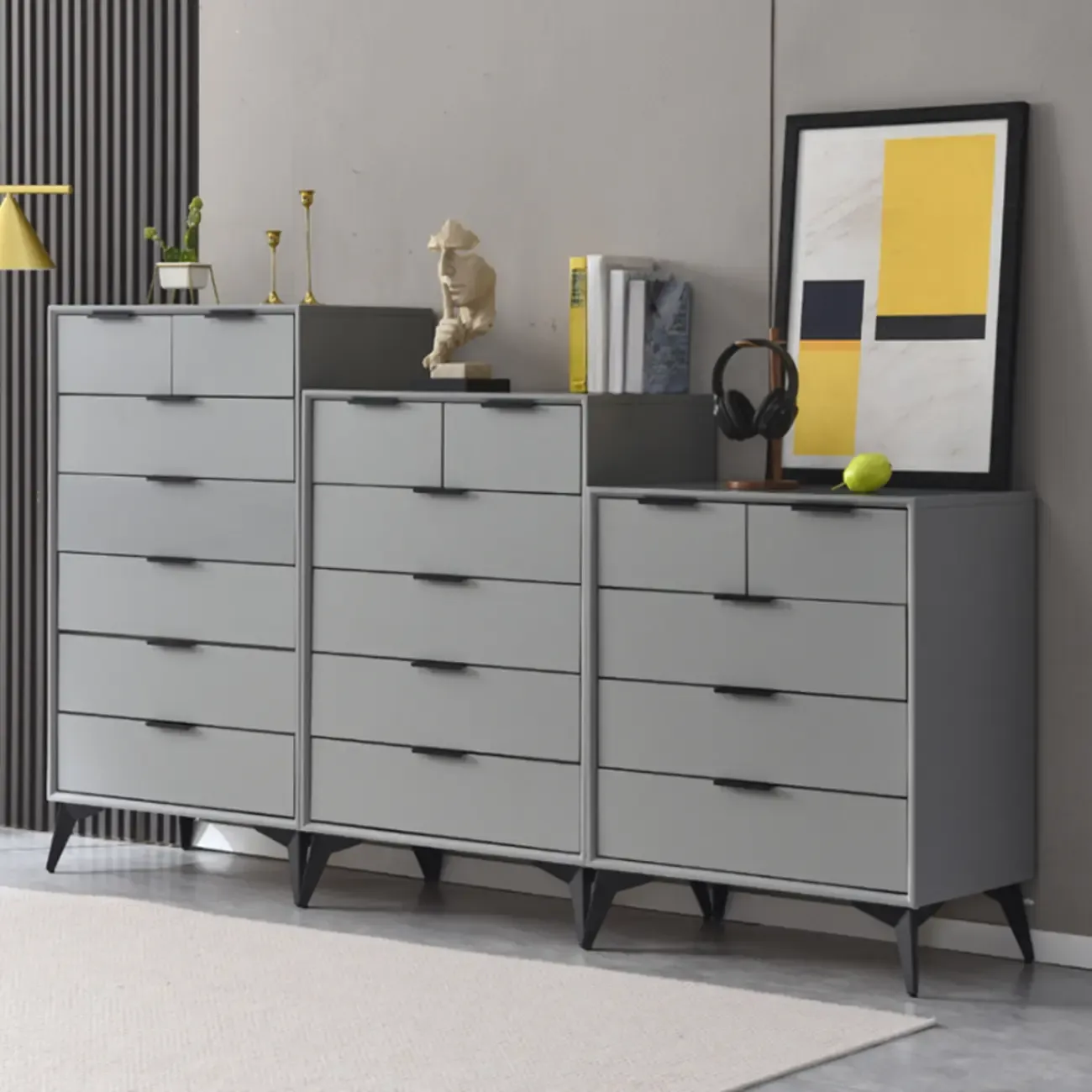 Modern Wood Dressers in Gray for Bedroom 5~7 Drawers Image - 1