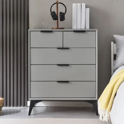 Modern Wood Dressers in Gray for Bedroom 5~7 Drawers Image - 3