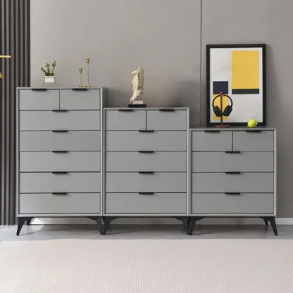 Modern Wood Dressers in Gray for Bedroom 5~7 Drawers Image - 4