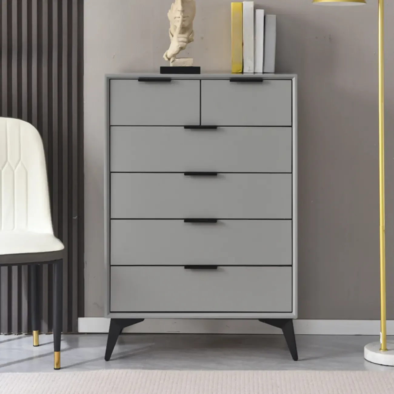 Modern Wood Dressers in Gray for Bedroom 5~7 Drawers Image - 9