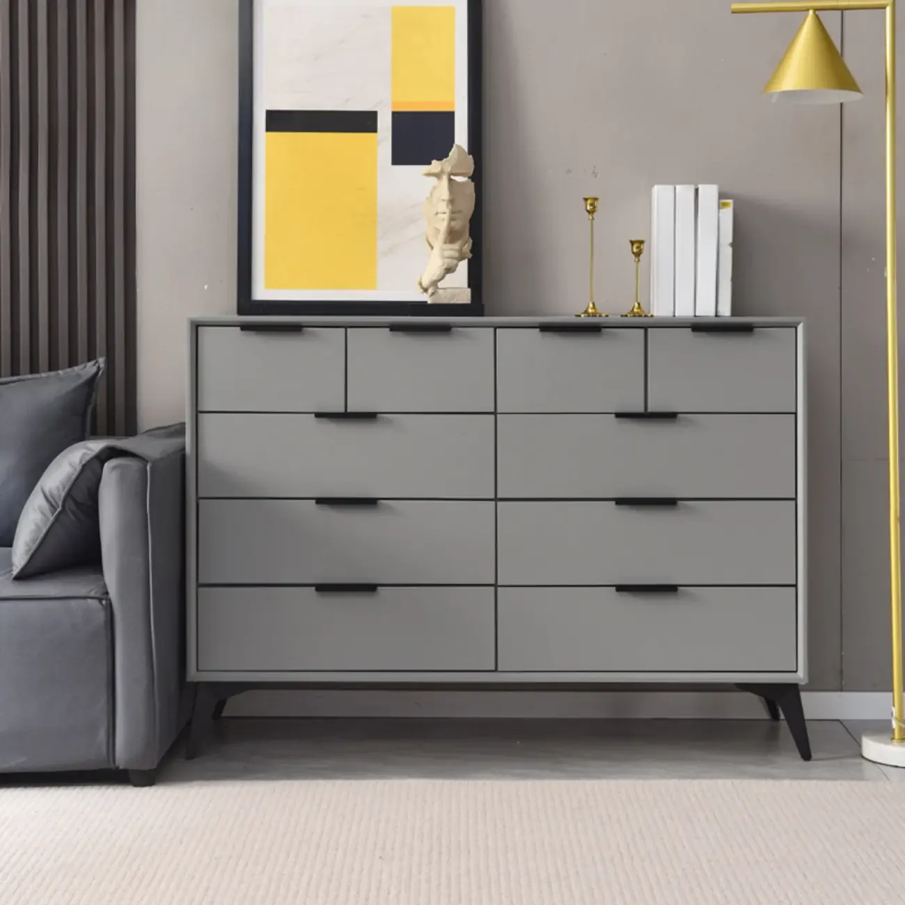 Modern Wood Dressers in Gray for Bedroom 5~7 Drawers Image - 24