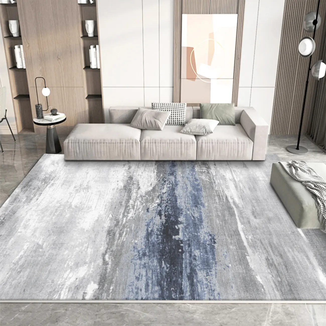 Modern Synthetic Abstract Art Deco Rectangular Area Rug Image - 1 | homeyfad