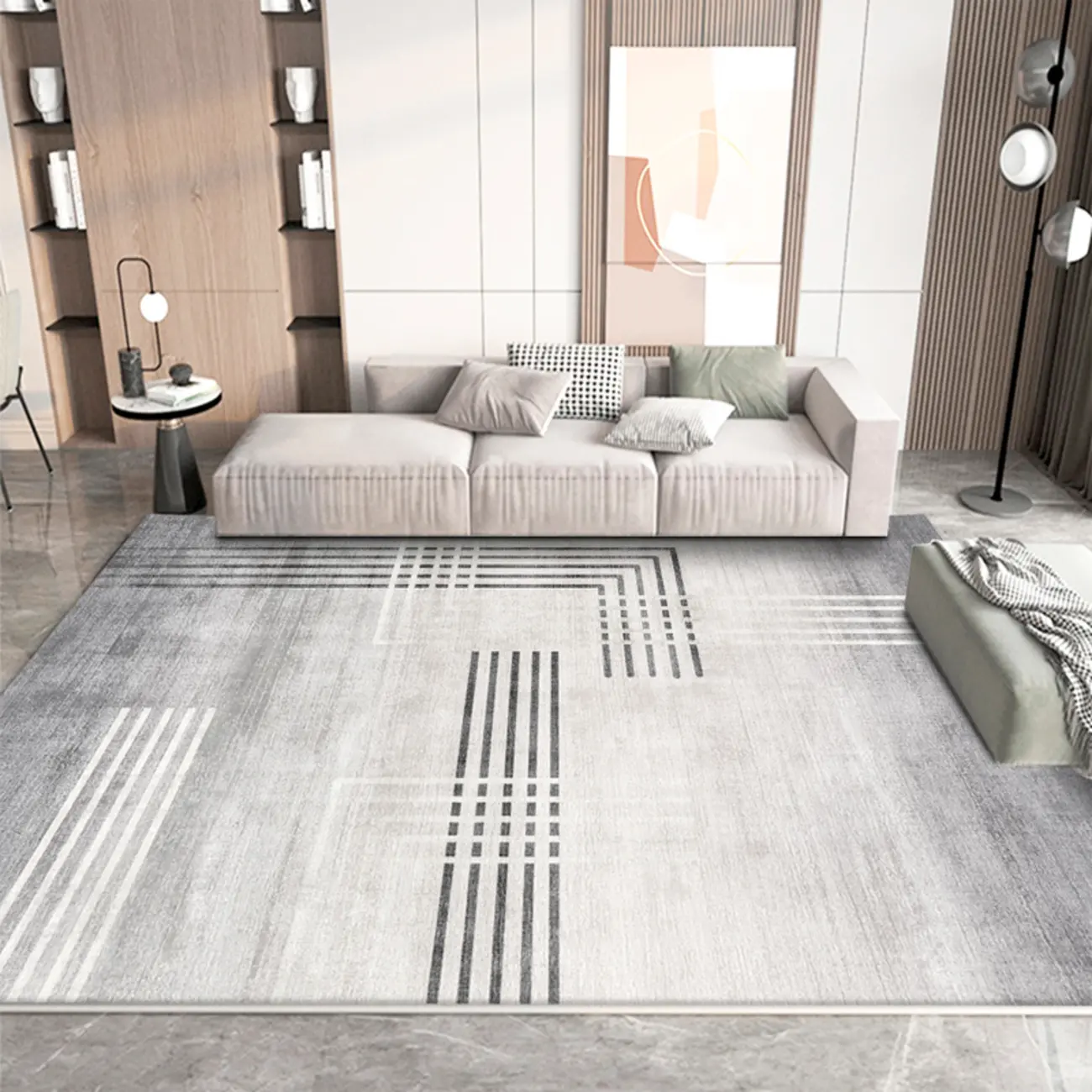 Modern Synthetic Abstract Art Deco Rectangular Area Rug Image - 2 | homeyfad