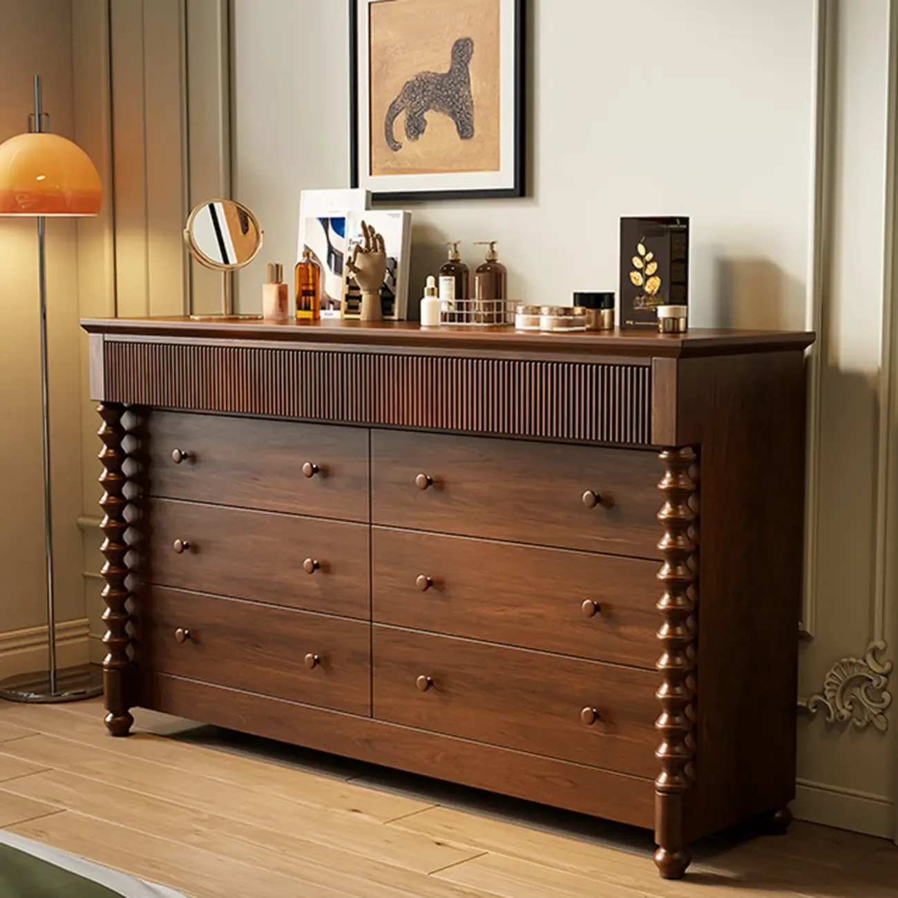 Traditional Wood Dresser with 5-Drawers for Living Room Image - 1
