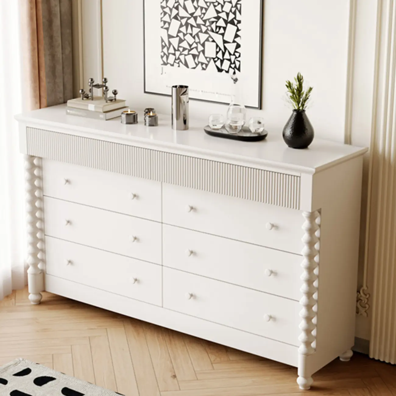 Traditional Wood Dresser with 5-Drawers for Living Room Image - 2 | homeyfad
