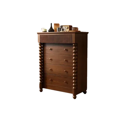 Traditional Wood Dresser with 5-Drawers for Living Room Image - 8