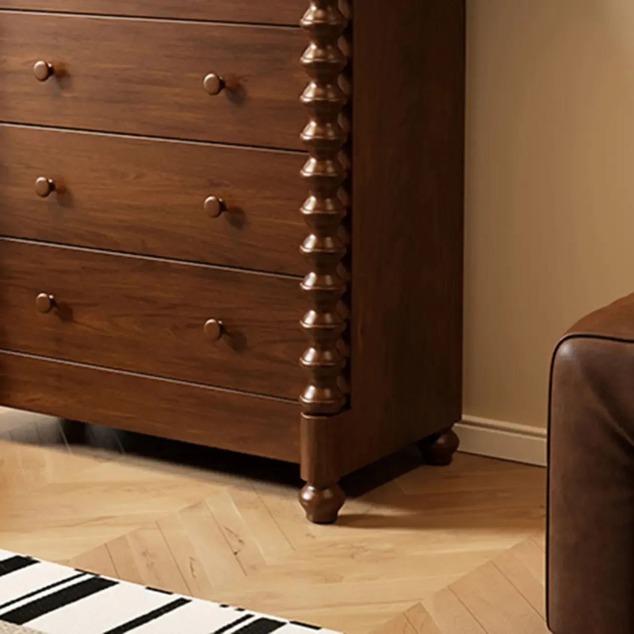 Traditional Wood Dresser with 5-Drawers for Living Room Image - 9