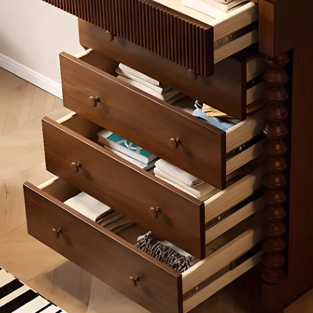 Traditional Wood Dresser with 5-Drawers for Living Room Image - 11