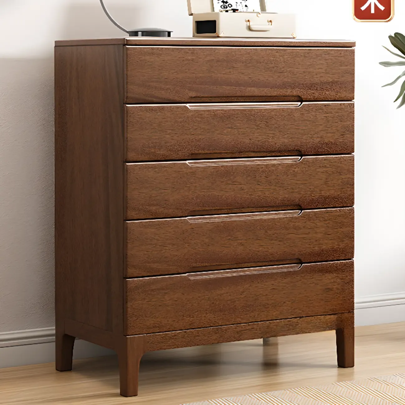 Classic Wooden Dresser with 5-Drawers for Living Room Image - 3