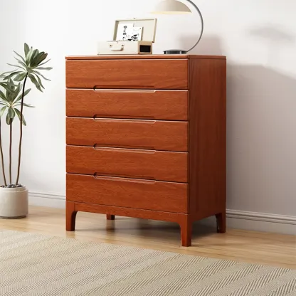 Classic Wooden Dresser with 5-Drawers for Living Room Image - 4