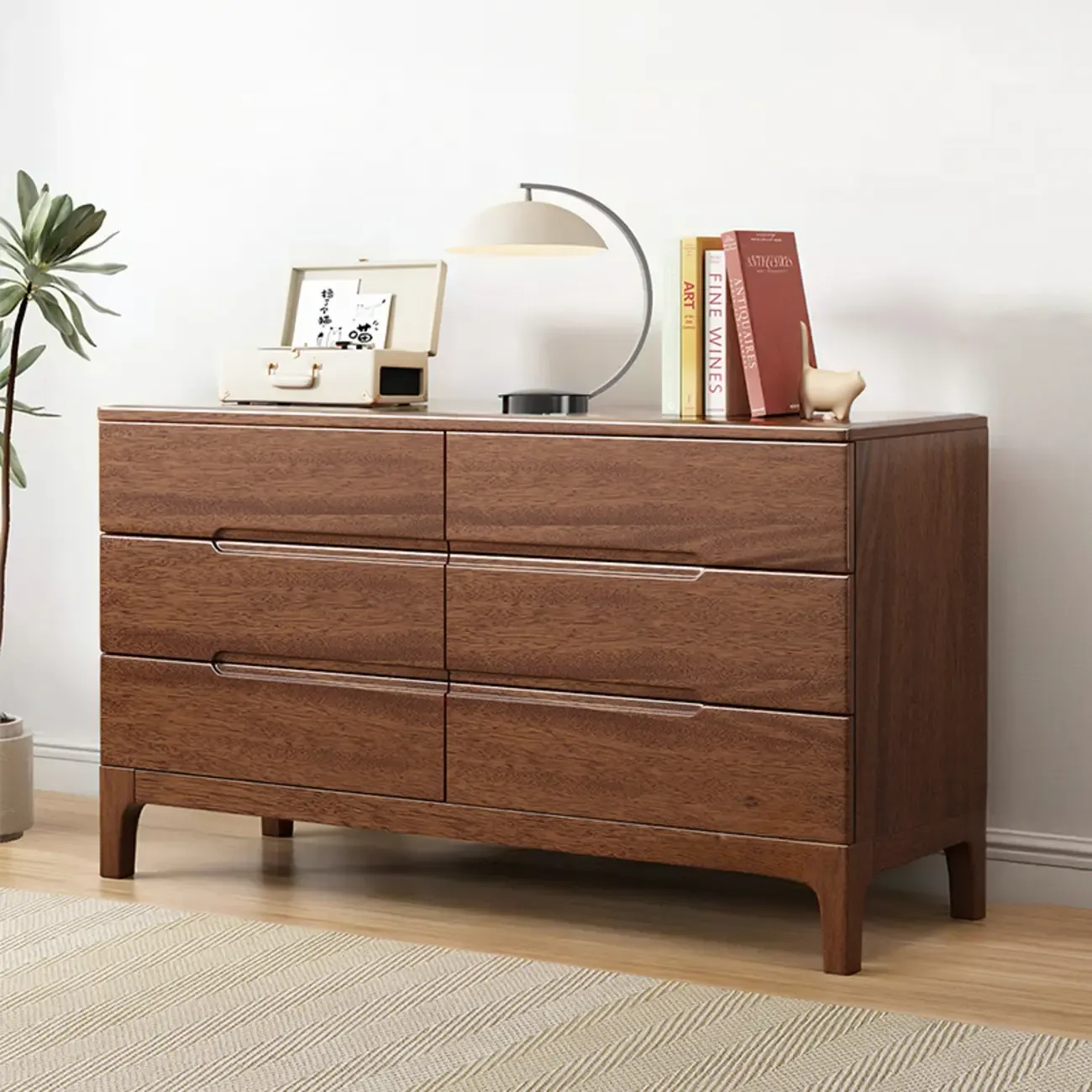 Classic Wooden Dresser with 5-Drawers for Living Room Image - 5