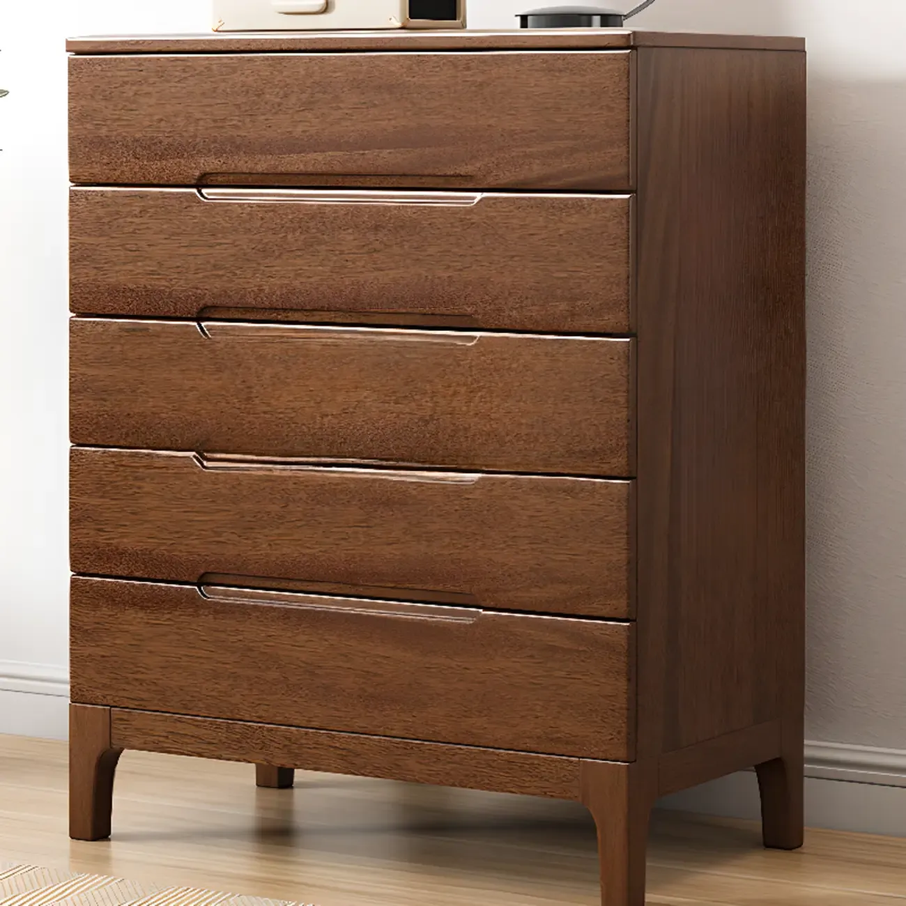 Classic Wooden Dresser with 5-Drawers for Living Room Image - 6
