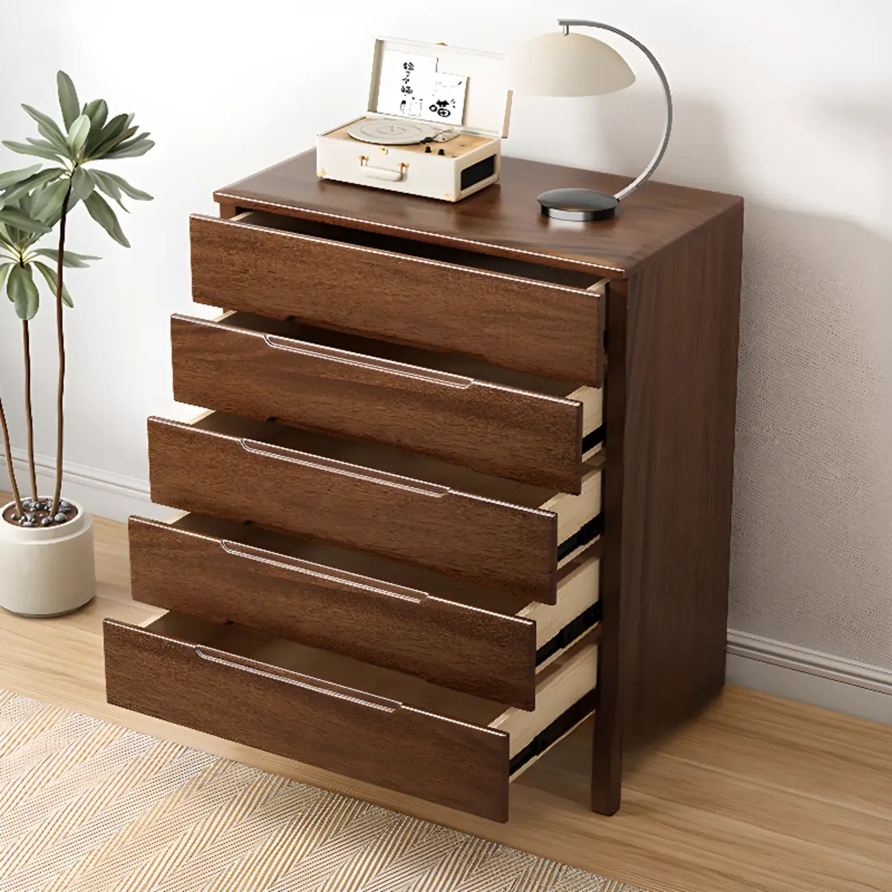 Classic Wooden Dresser with 5-Drawers for Living Room Image - 9