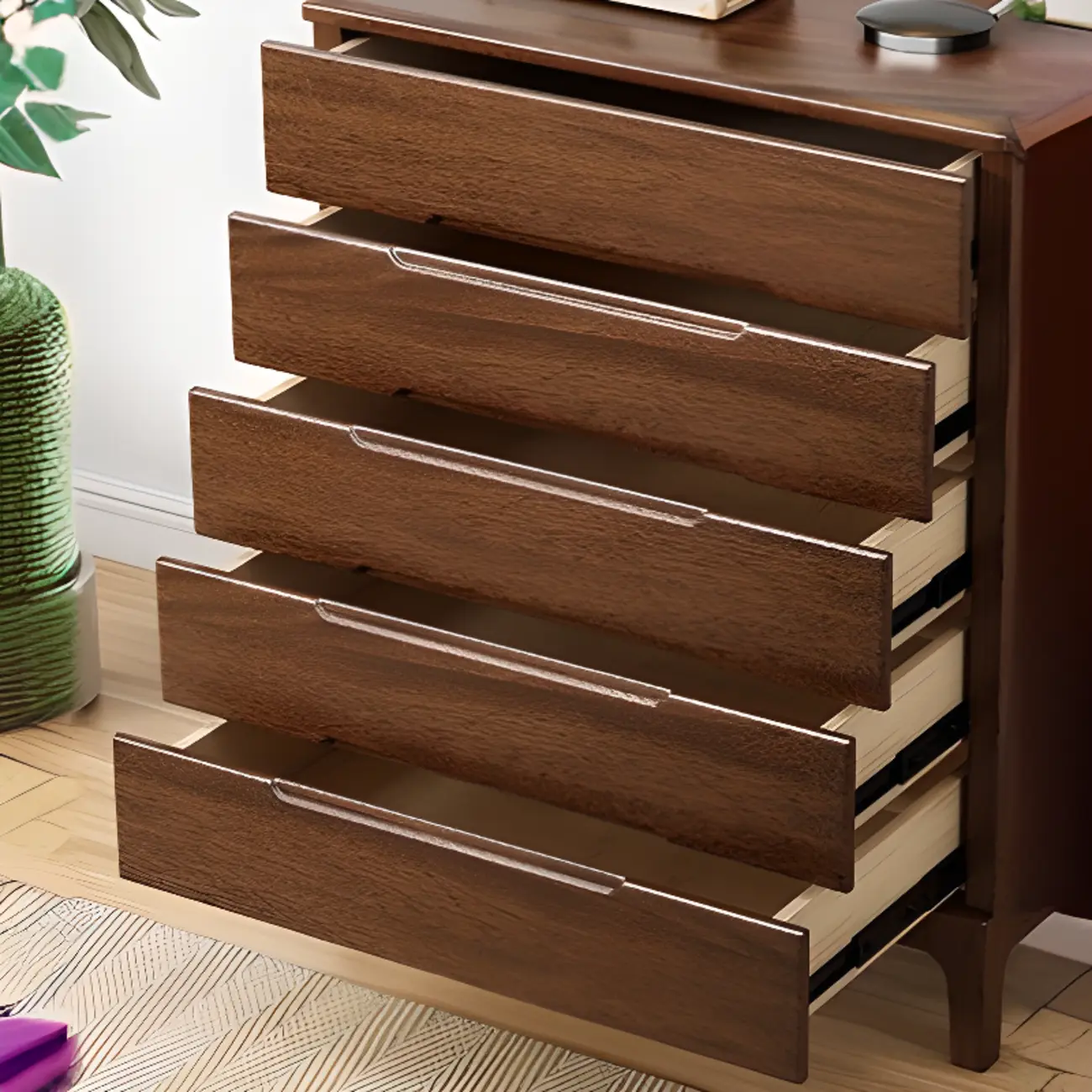 Classic Wooden Dresser with 5-Drawers for Living Room Image - 16 | homeyfad