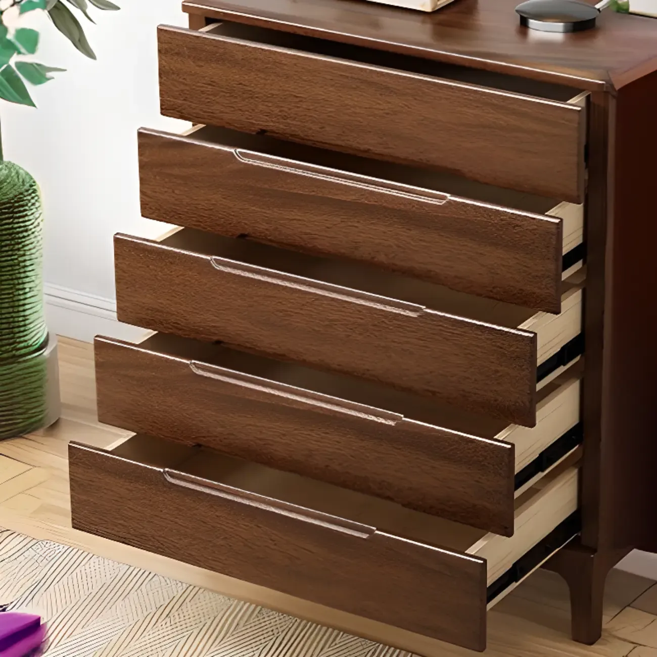 Classic Wooden Dresser with 5-Drawers for Living Room Image - 16