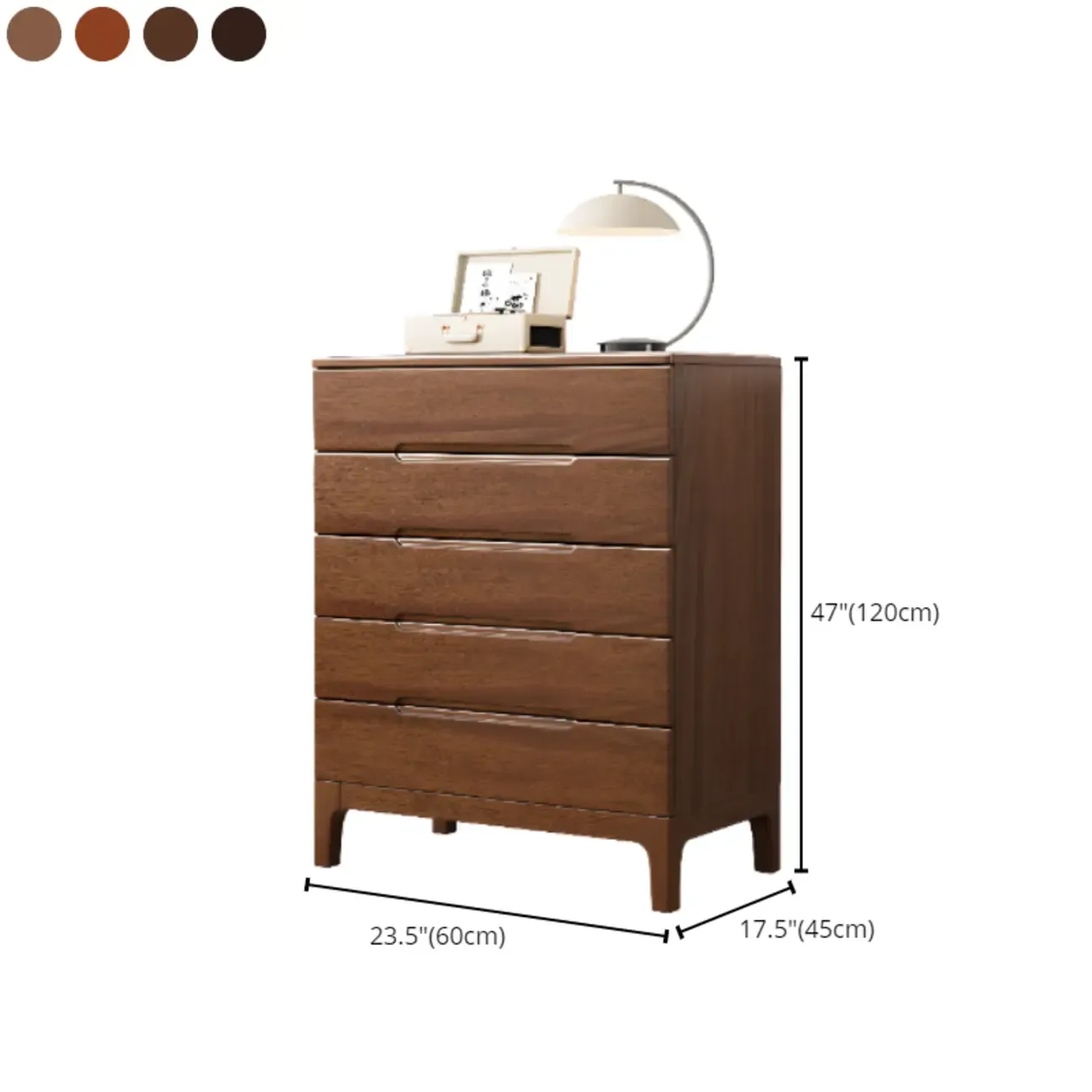 Classic Wooden Dresser with 5-Drawers for Living Room #size