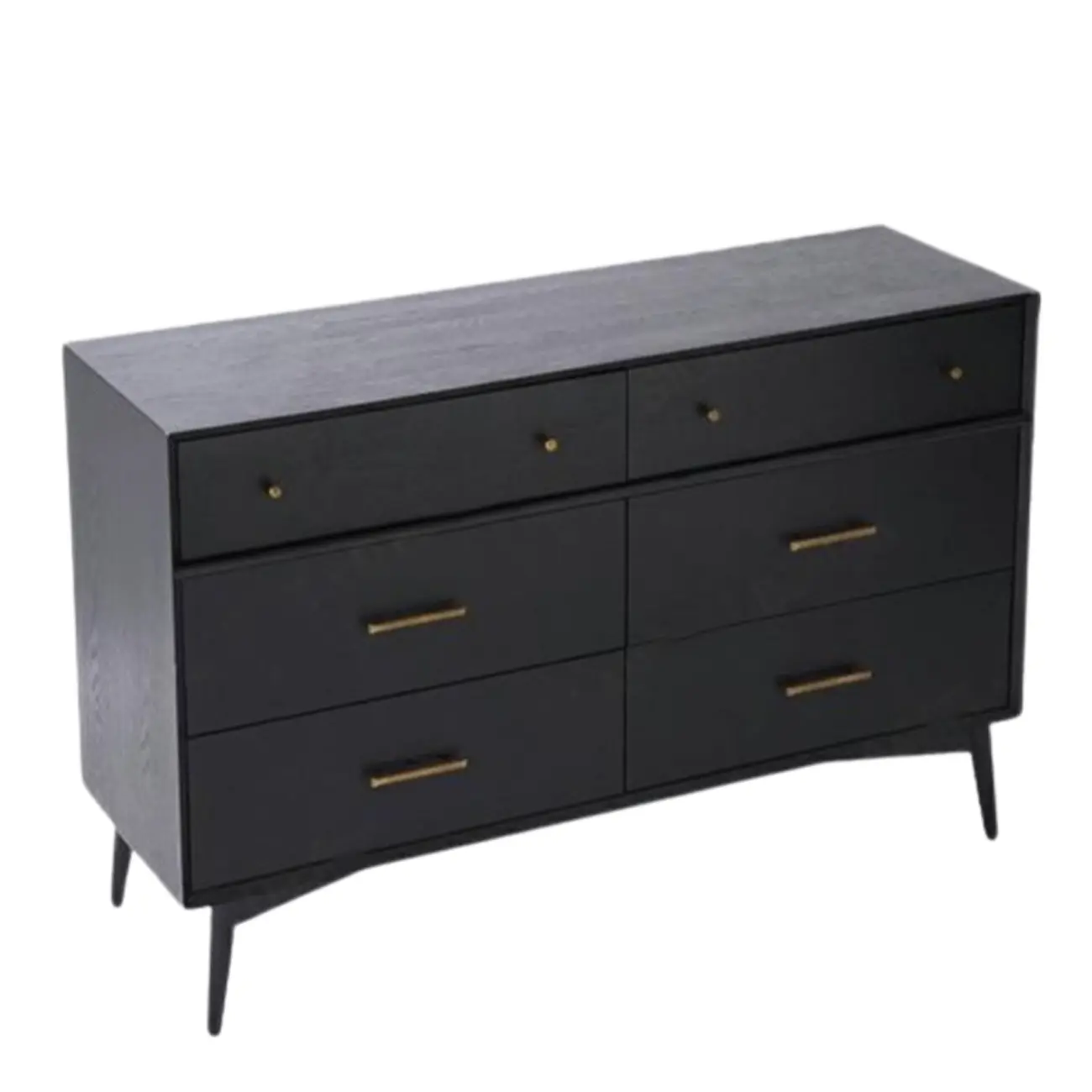 Modern Black Wood Dresser with 6 Drawers for Bedroom Image - 2 | homeyfad