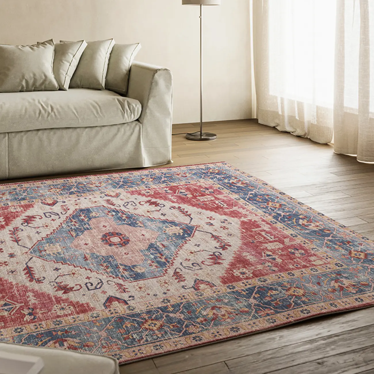 Moroccan Fine Cotton Velvet Southwestern Scarlet Area Rug Image - 1 | homeyfad