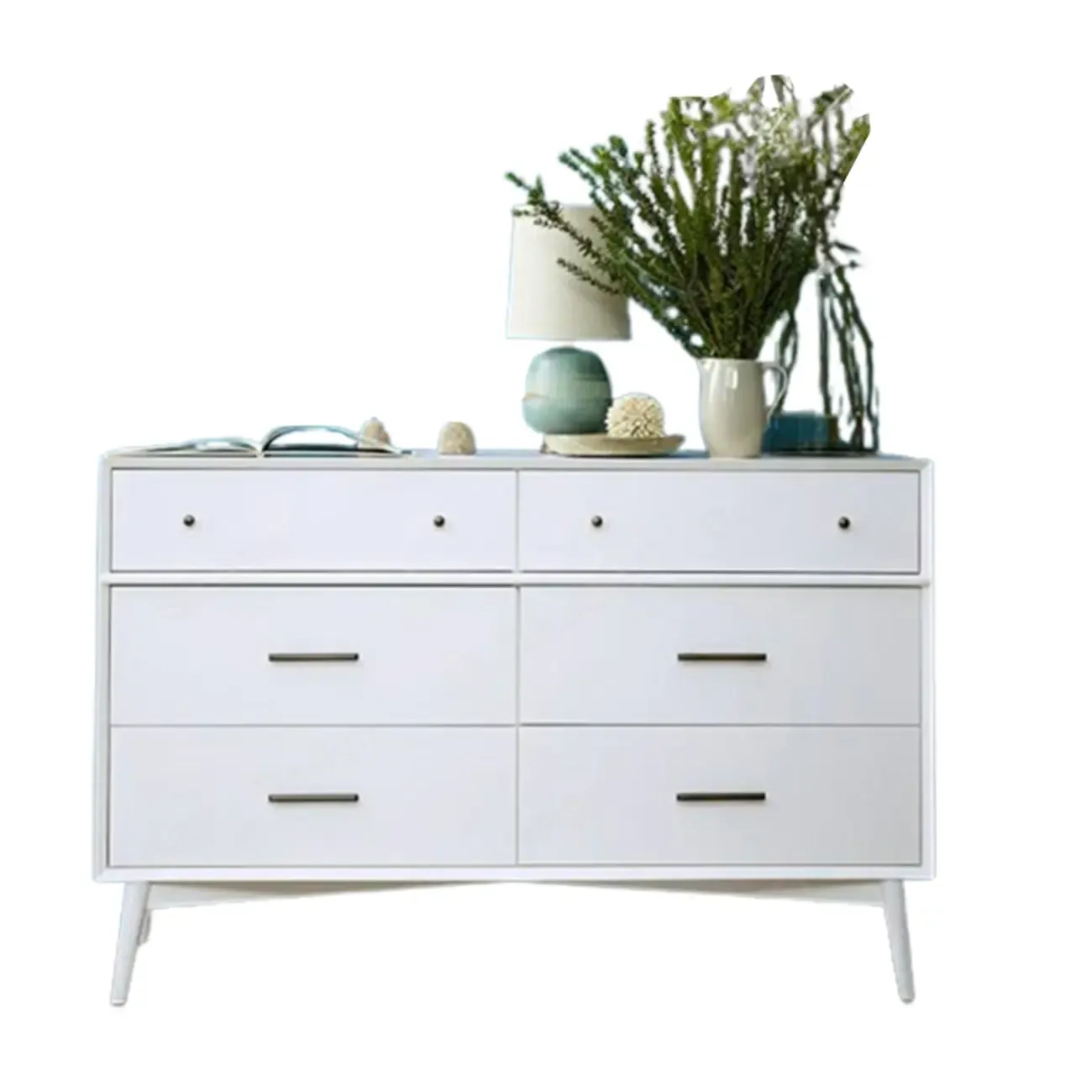 Modern Black Wood Dresser with 6 Drawers for Bedroom Image - 6