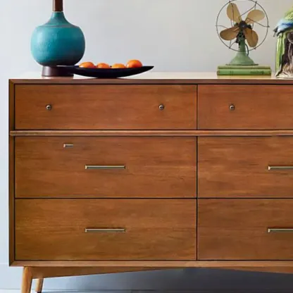 Modern Black Wood Dresser with 6 Drawers for Bedroom Image - 8