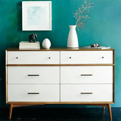 Modern Black Wood Dresser with 6 Drawers for Bedroom Image - 11