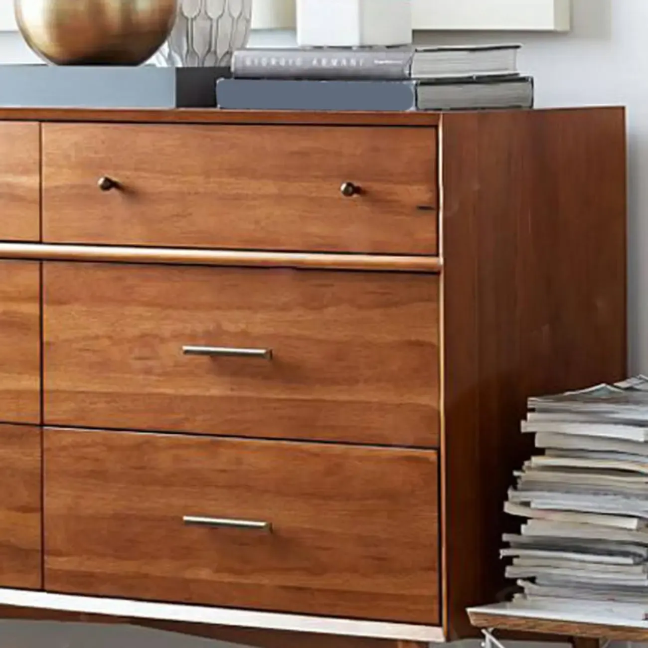 Modern Black Wood Dresser with 6 Drawers for Bedroom Image - 12