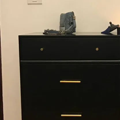 Modern Black Wood Dresser with 6 Drawers for Bedroom Image - 13