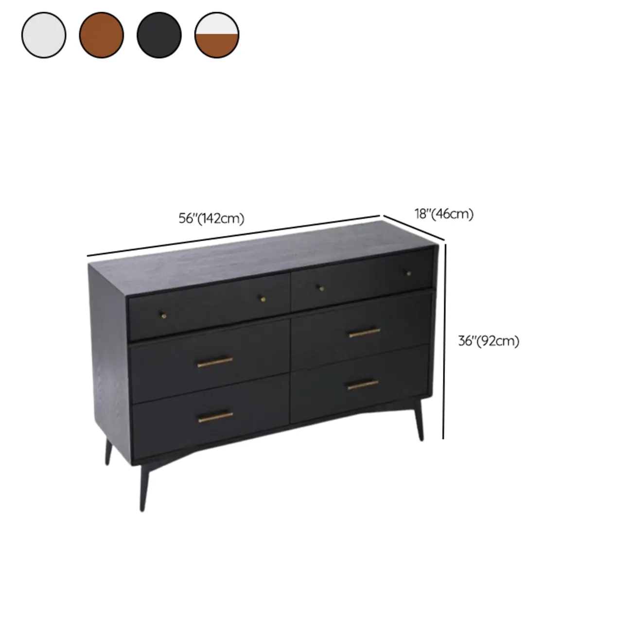 Modern Black Wood Dresser with 6 Drawers for Bedroom #size | homeyfad