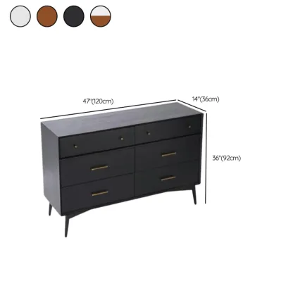 Modern Black Wood Dresser with 6 Drawers for Bedroom Image - 16