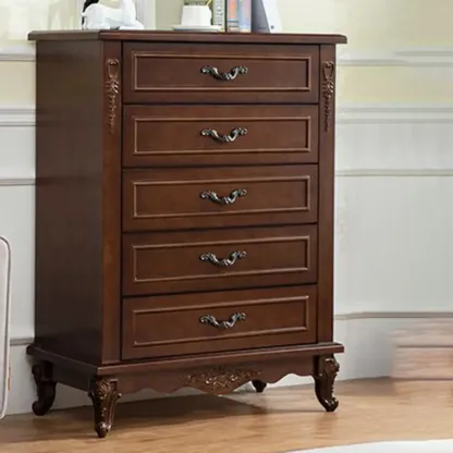 Traditional Wood Chest with 5-Drawers for Bedroom Image - 3
