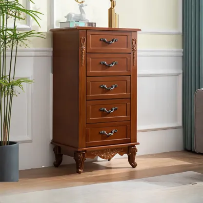 Traditional Wood Chest with 5-Drawers for Bedroom Image - 5