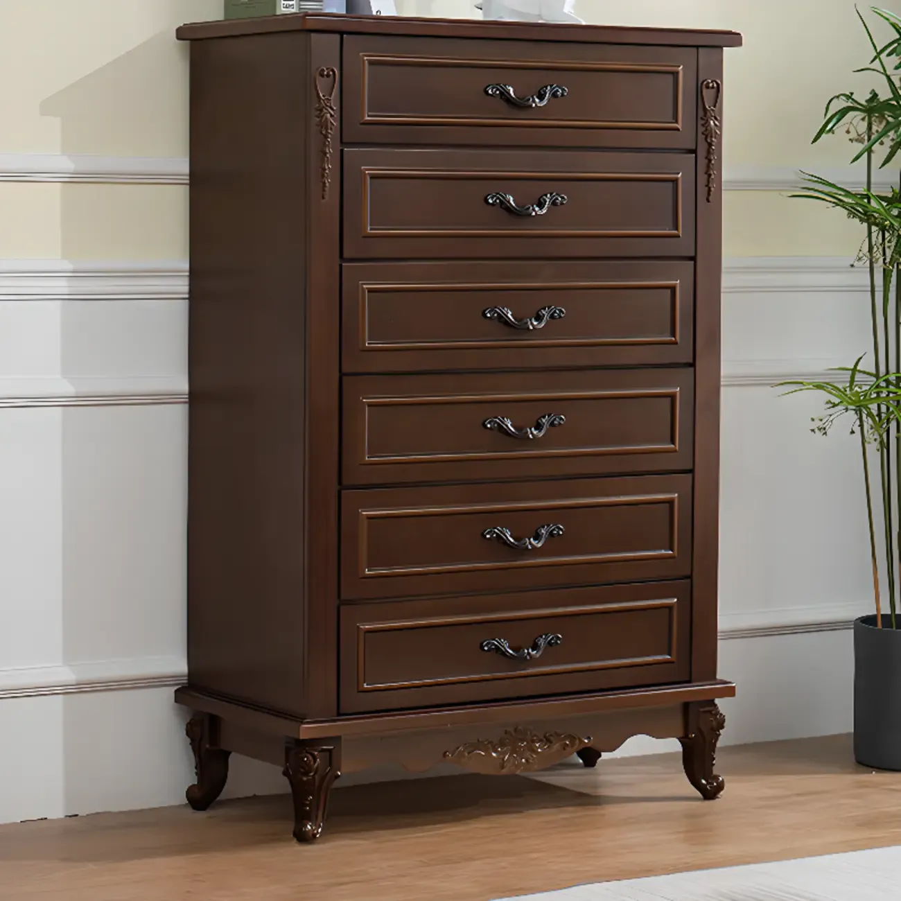 Traditional Wood Chest with 5-Drawers for Bedroom Image - 15