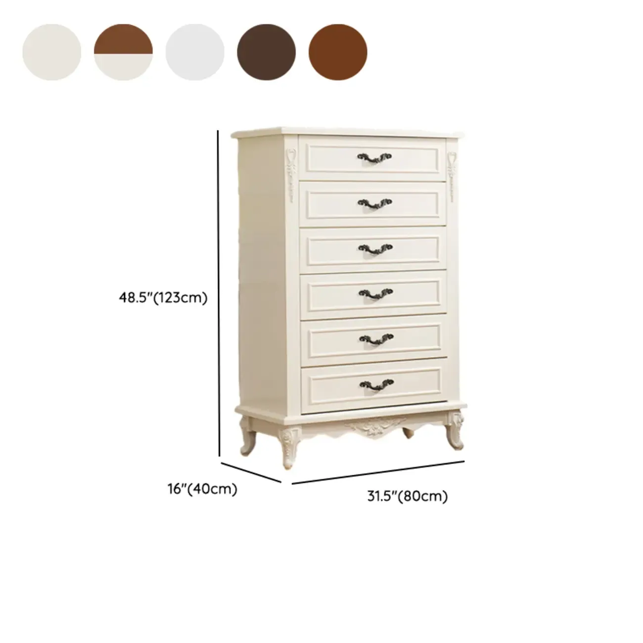 Traditional Wood Chest with 5-Drawers for Bedroom Image - 28