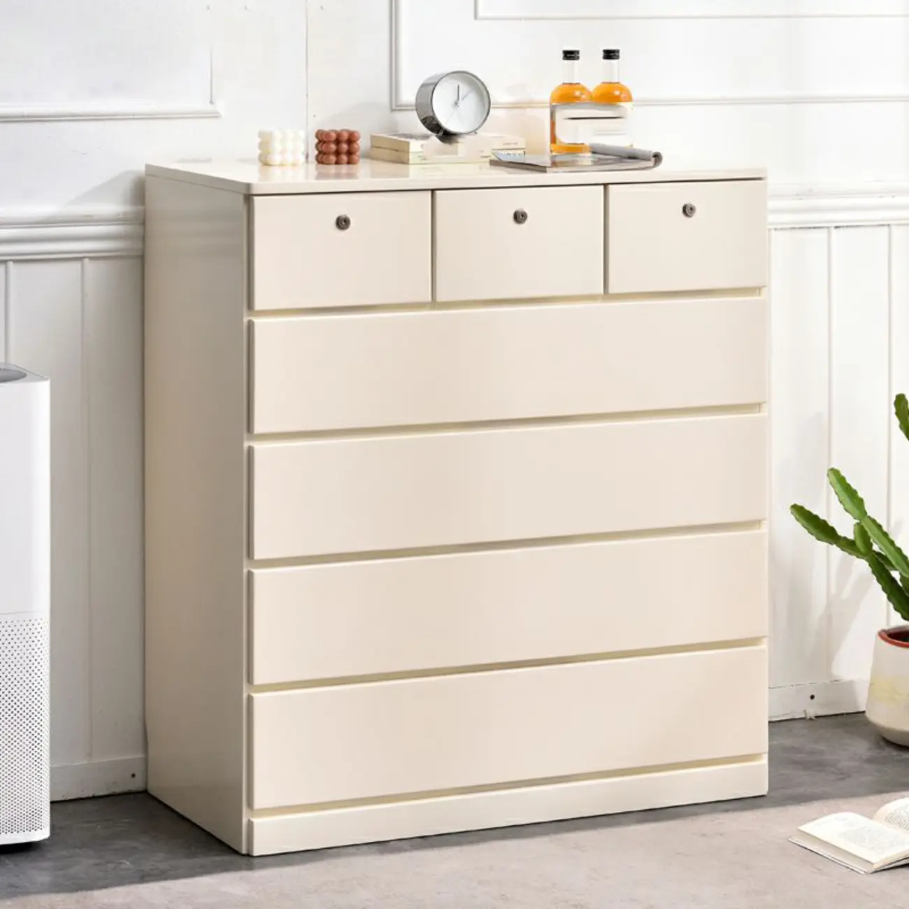 Modern Natural Wood Double Dresser with 5-Drawers Image - 4 | homeyfad