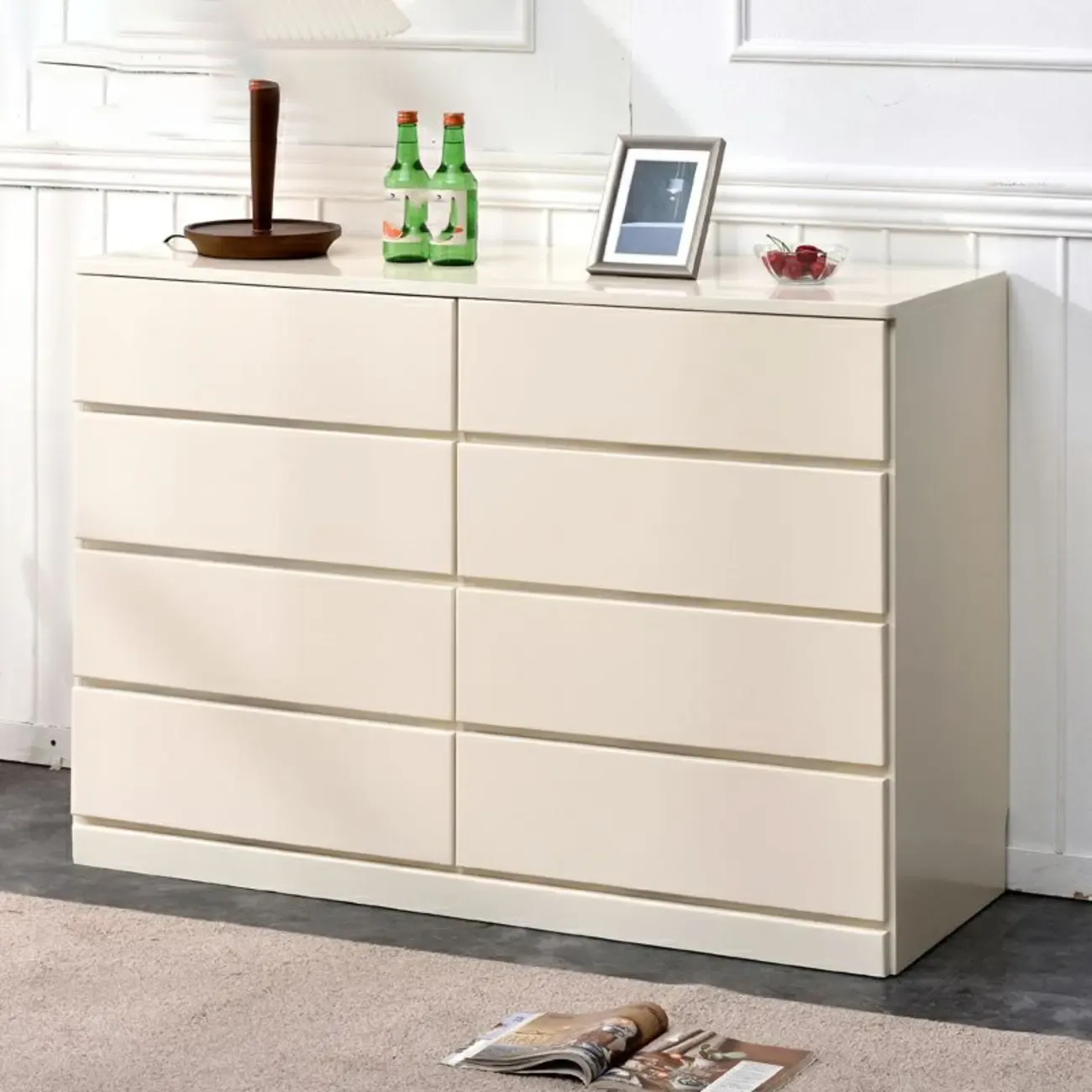 Modern Natural Wood Double Dresser with 5-Drawers Image - 7
