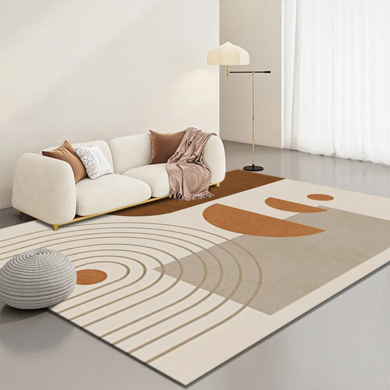 Contemporary Anti-Slip Polyester Striped Rectangle Area Rug Image - 6 | homeyfad