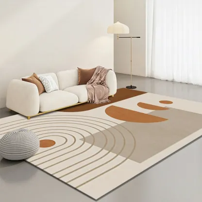 Contemporary Anti-Slip Polyester Striped Rectangle Area Rug Image - 6
