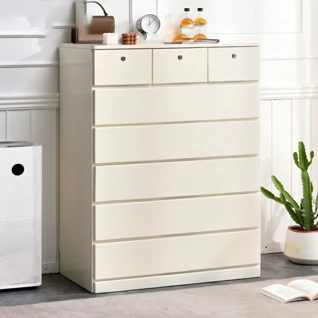 Modern Natural Wood Double Dresser with 5-Drawers Image - 9